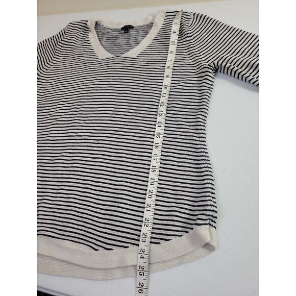Talbots Black Striped V-Neck Knit Long Sleeve Pullover Sweater Womens Size Large - Picture 6 of 12
